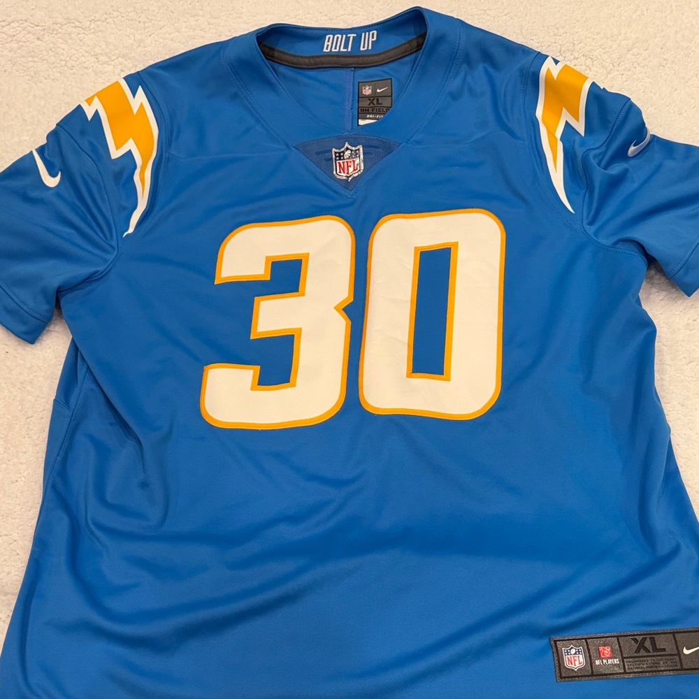 Nike Chargers Austin Ekeler Blue Stitched Jersey with Yellow Accents